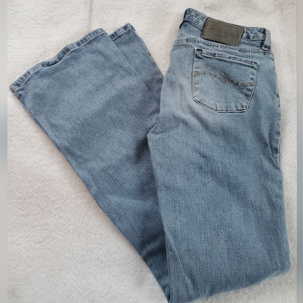 Silver Distressed Boot Cut Jeans, Sz 28